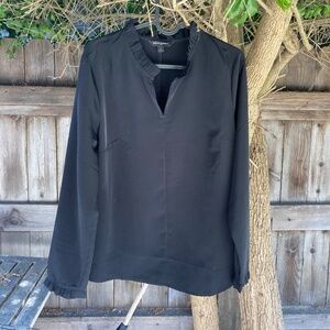 **SOLD**Banana Republic Black Long Sleeve Blouse with Ruffle Detail